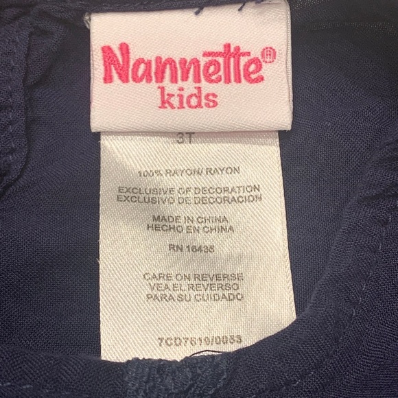 Nannette Kids dark blue tunic top toddler girl sz. 3T - Picture 3 of 5